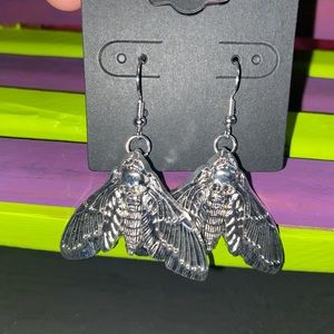 Gothic Skull Moth Earrings
